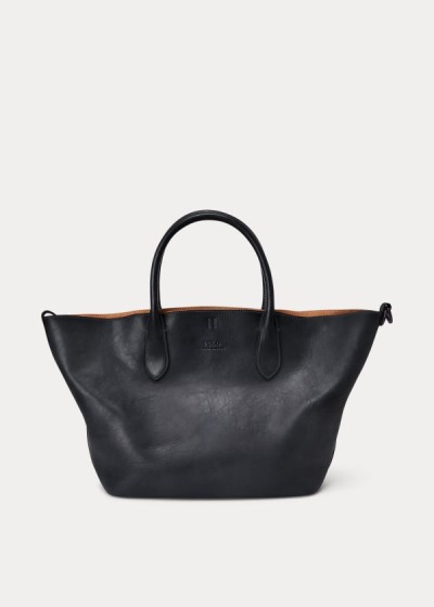 Bolsos De Mano Polo Ralph Lauren Mujer Negros - Leather Medium Bellport - BOCSR8345